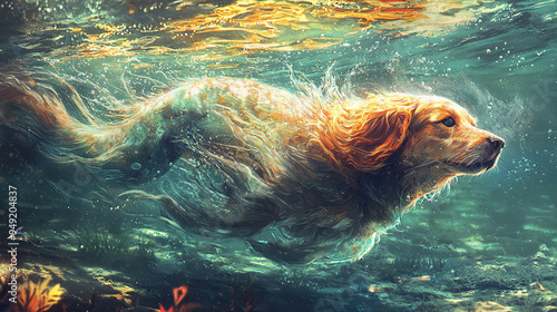 cat, dog, mermaid, feline, canine, mythical, pet, animal, creature, sea, ocean, fish, tail, paws, whiskers, fur, loyal, playful, aquatic, fantasy, legend, myth, underwater, scales, fins, bark, meow, s