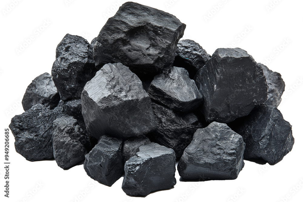Close-up of a piece of coal, coal commodities, PNG No background, isolated Close-up of a piece of coal, coal commodities, PNG No background, isolated