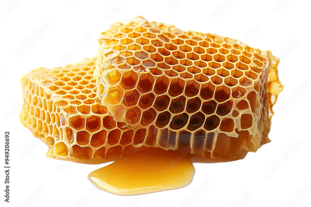 Honeycomb with honey ingredients, PNG No background, isolated Honeycomb with honey ingredients, PNG No background, isolated