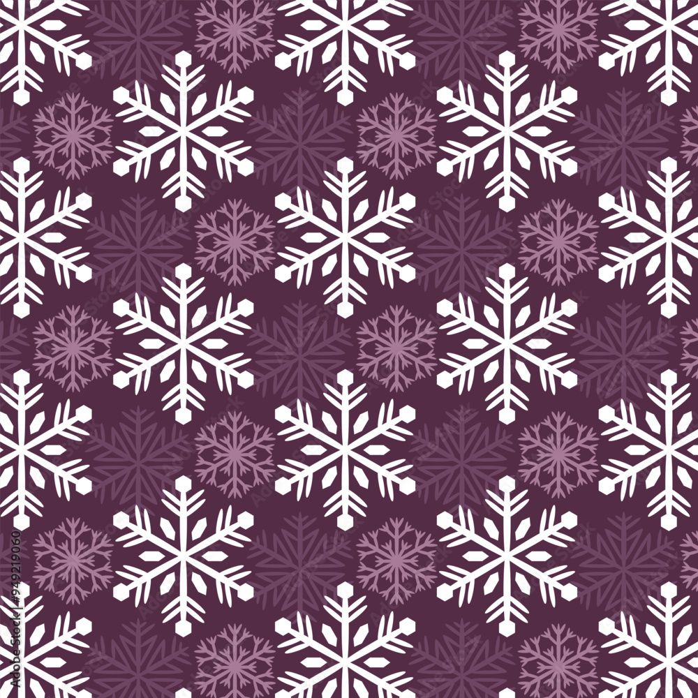 Seamless winter background with snowflakes. Snowflakes on a lilac background. Seamless winter background with snowflakes. Snowflakes on a lilac background.