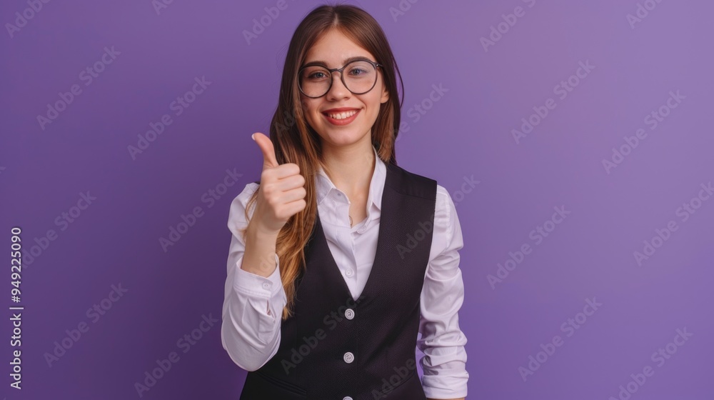 A person wearing a vest and glasses gives a positive sign, suitable for various contexts where you need to convey approval or agreement A person wearing a vest and glasses gives a positive sign, suitable for various contexts where you need to convey approval or agreement