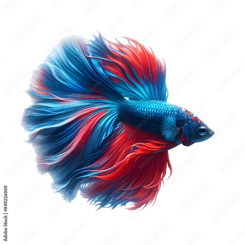 Obraz premium a blue and red Color Betta fish swimming on transparent background 2