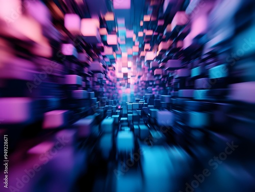 Luminous Geometric Forms Hovering in Shadowy Void Avant Garde Futuristic Glowtime Digital Artwork