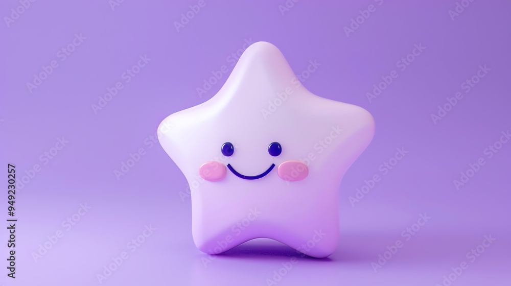 A smiling cartoon star on a purple background. A smiling cartoon star on a purple background.