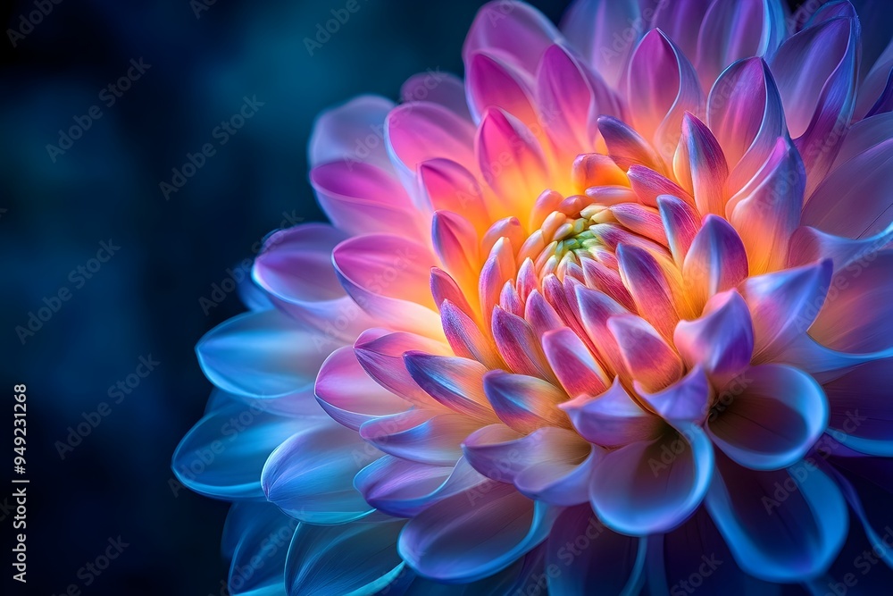 Radiant Floral Tapestry Ablaze with Bioluminescent Glow on Shadowy Backdrop Radiant Floral Tapestry Ablaze with Bioluminescent Glow on Shadowy Backdrop