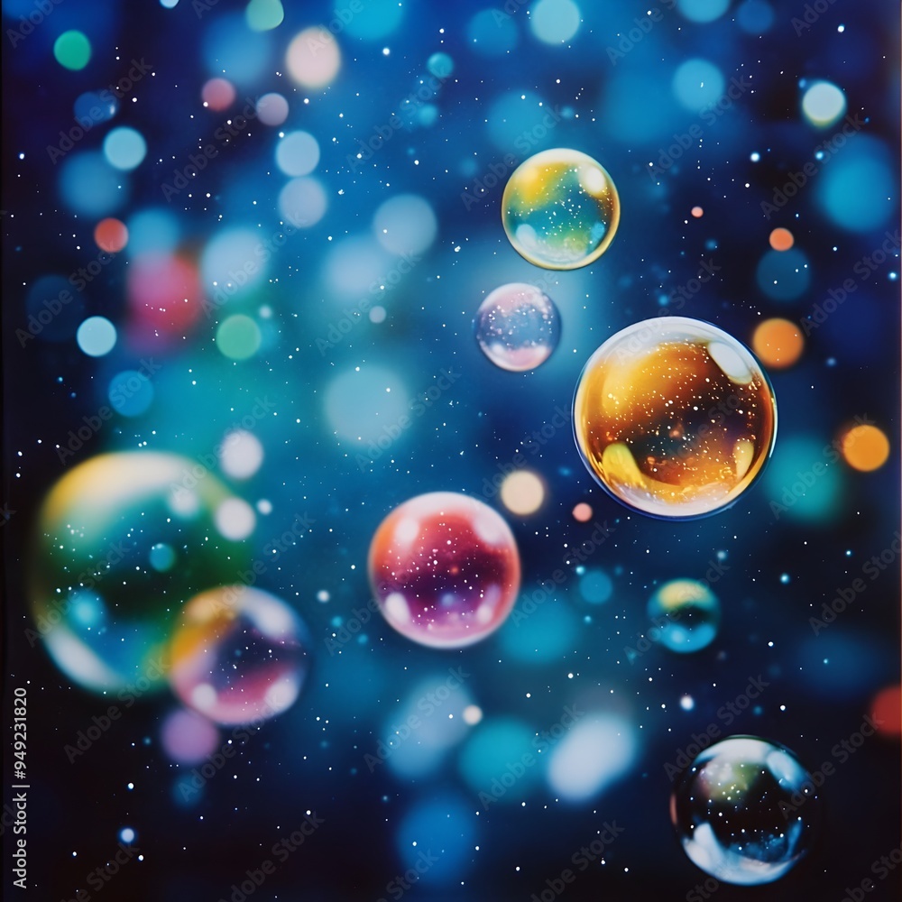 Dazzling Rainbow Hued Bubbles Drifting Through Starry Night Sky Vibrant Whimsical Ethereal Sci Fi Atmosphere Dazzling Rainbow Hued Bubbles Drifting Through Starry Night Sky Vibrant Whimsical Ethereal Sci Fi Atmosphere