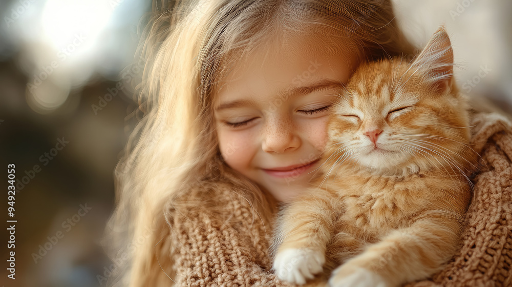 little cute girl hugging kitten on blurred background of room, child, cat, kid, toddler, baby, pet, domestic animal, love, care, portrait, grooming, fluffy, wool, fur, breed little cute girl hugging kitten on blurred background of room, child, cat, kid, toddler, baby, pet, domestic animal, love, care, portrait, grooming, fluffy, wool, fur, breed