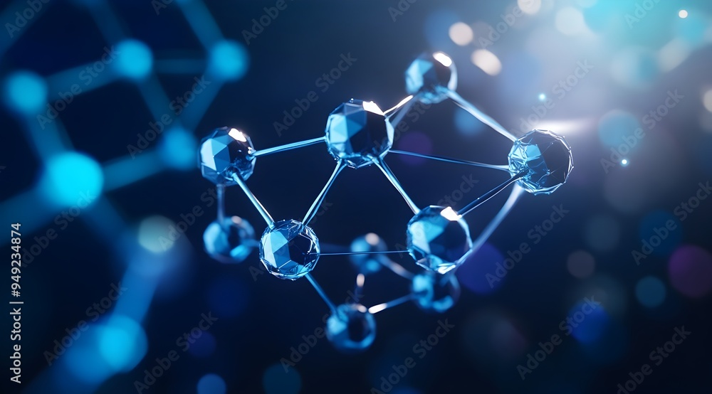 Futuristic Carbon Nickel Structure with Glowing Hexagonal Molecular Backdrop Futuristic Carbon Nickel Structure with Glowing Hexagonal Molecular Backdrop