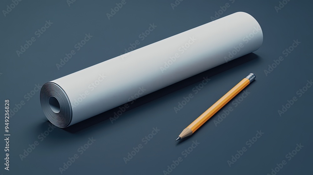 Blueprint rolled out on a drafting table, pencil beside, crisp white paper, studio lighting Blueprint rolled out on a drafting table, pencil beside, crisp white paper, studio lighting