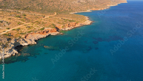 Greece Peloponnese Region Geopark of Agios Nikolaos unique rock formations and aerial imaging