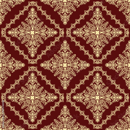 Classic Damask seamless pattern, Vintage design, element old style, floral ornament, Luxury Ornamental lace tracery, wallpaper, Traditional background, Vector Illustration for Elegant Textile Design