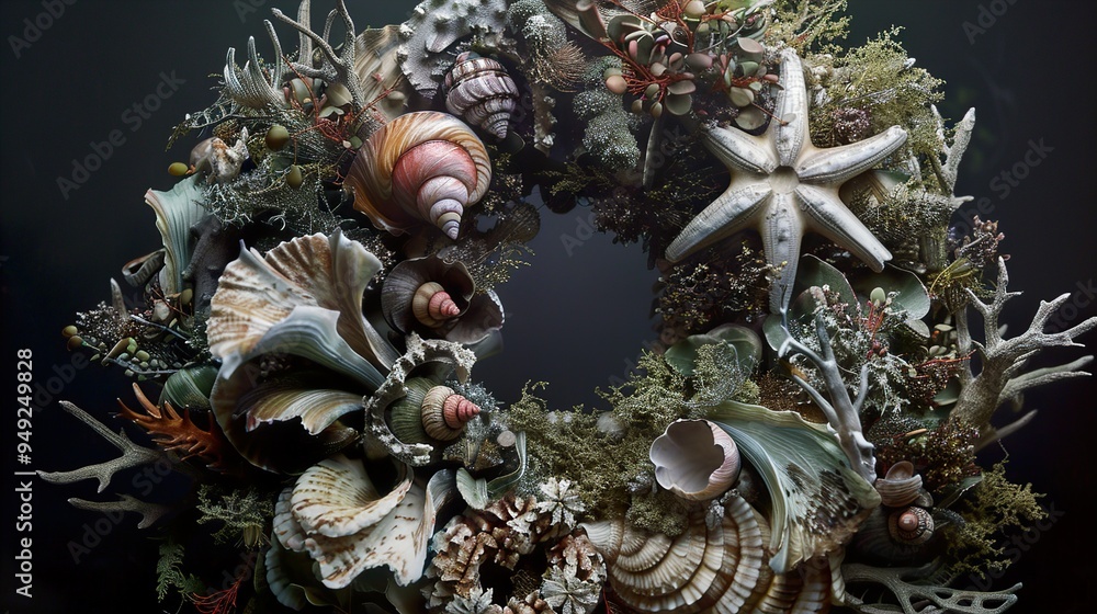 Ocean Wreath: Seashells, Starfish, and Seaweed Ocean Wreath: Seashells, Starfish, and Seaweed