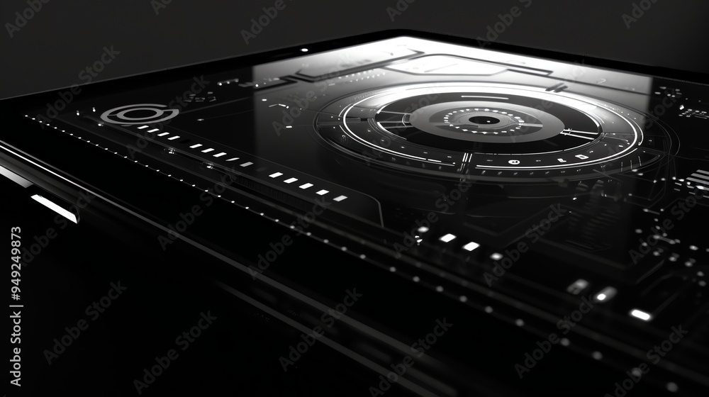 A close up of a futuristic computer interface. A close up of a futuristic computer interface.