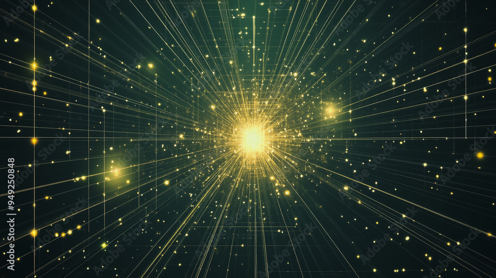 Obraz premium Abstract light explosion and network points, dot, earth's surface, digital background Innovation network points Earth's surface wave background digital wave information technology background