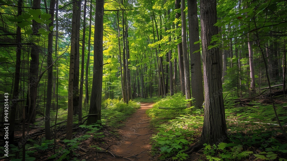 Obraz premium A dirt path through a forest.