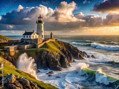 Irish Coast in January where a centuries-old lighthouse stands sentinel against the fury of the Atlantic