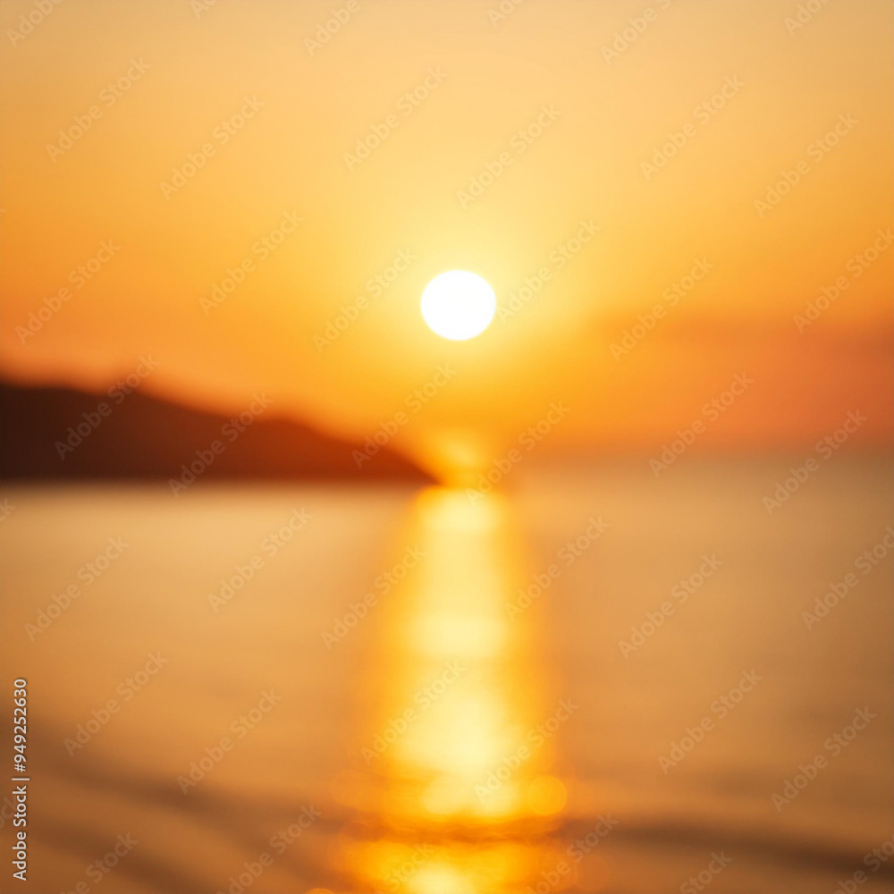 Blurred background, golden sunset over the sea. The sun is setting in the distance, casting a warm glow on the water. The sky is a beautiful blend of orange, yellow, and red, creating a breathtaking s Blurred background, golden sunset over the sea. The sun is setting in the distance, casting a warm glow on the water. The sky is a beautiful blend of orange, yellow, and red, creating a breathtaking s