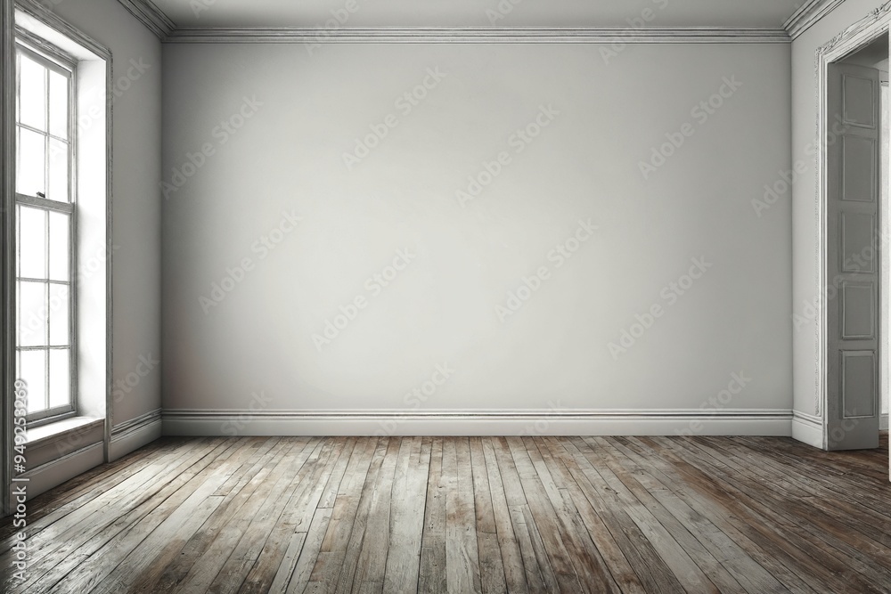 Empty Room with White Walls and Wooden Floor
