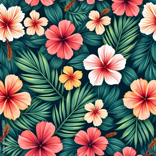 seamless pattern with flowers. Generative ai