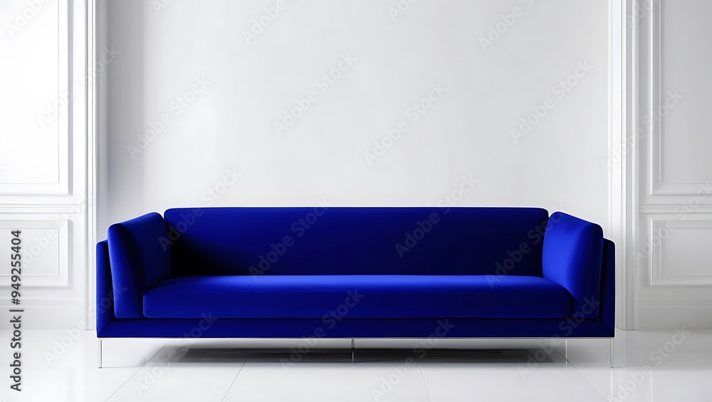 Blue sofa on a white background interior mockup Blue sofa on a white background interior mockup