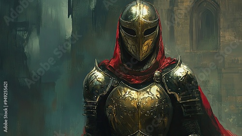 A Golden-Armored Knight in a Red Cape