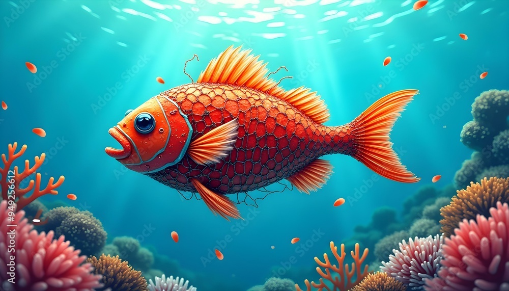 Fototapeta premium Fish made by ocean waste