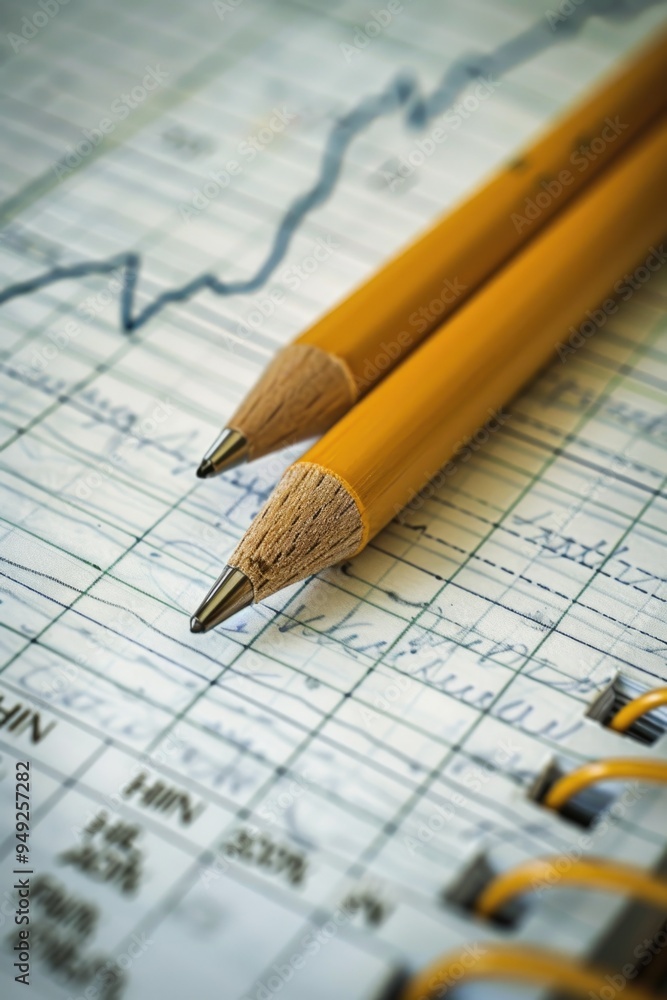 Two pencils resting on top of a blank sheet of paper, ready for use Two pencils resting on top of a blank sheet of paper, ready for use