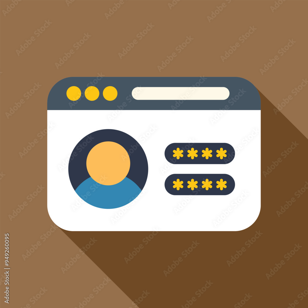 Website showing user profile with login and password, concept of personal data protection