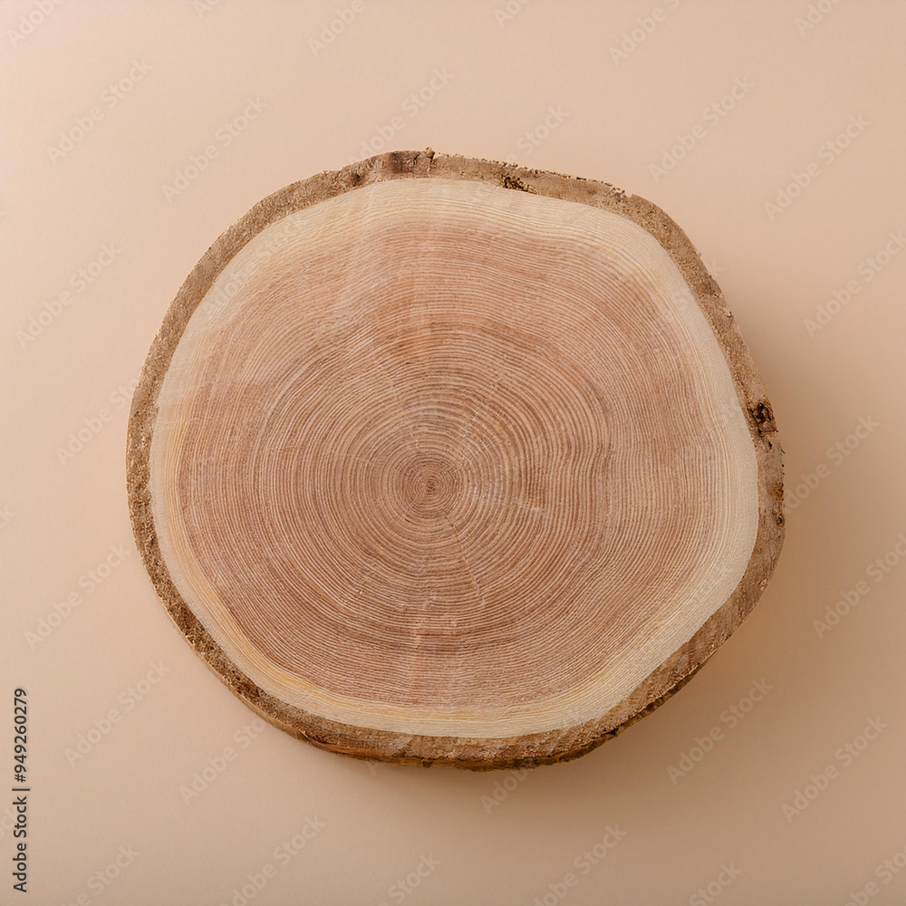 Close-up of a round tree trunk cross-section showcasing its beautiful natural grain pattern and texture. Close-up of a round tree trunk cross-section showcasing its beautiful natural grain pattern and texture.