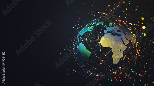 background Innovation network points Earth's surface wave background Abstract digital wave background information technology background The background is the background. gradient wave digital wave ban