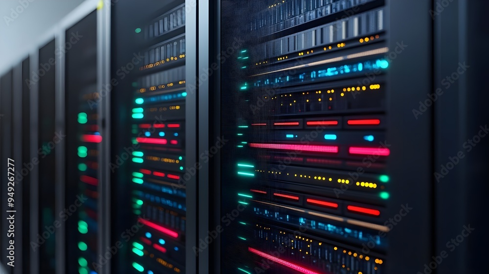 Server Racks with Colorful Lights - Technology & Data Center Server Racks with Colorful Lights - Technology & Data Center