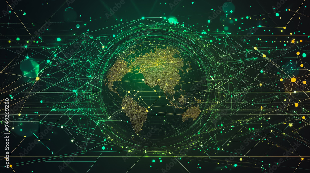 Obraz premium background Innovation network points Earth's surface wave background Abstract digital wave background information technology background The background is the background. gradient wave digital wave ban