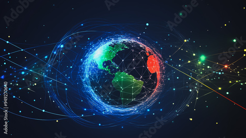 background Innovation network points Earth's surface wave background Abstract digital wave background information technology background The background is the background. gradient wave digital wave ban