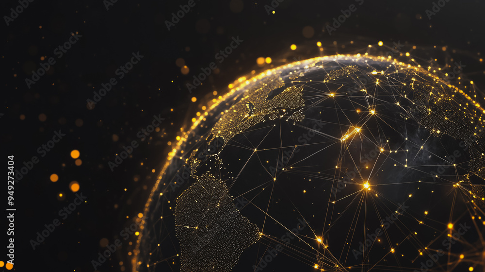 Obraz premium background Innovation network points Earth's surface wave background Abstract digital wave background information technology background The background is the background. gradient wave digital wave ban