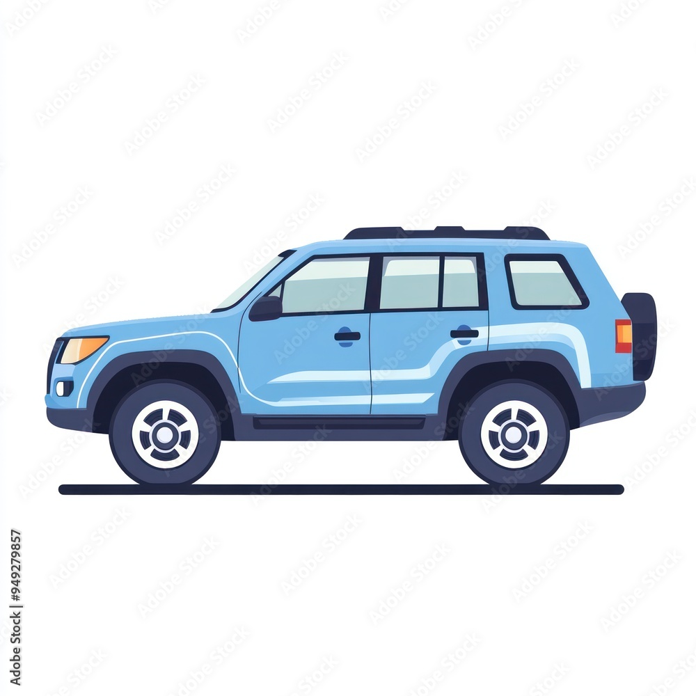Blue SUV Illustration - Side View Blue SUV Illustration - Side View