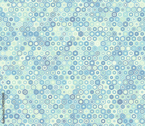 Abstract template background featuring bold stacked rounded hexagons in a mosaic pattern. The design uses a seamless pattern with a multiple tones color palette, making it tileable and vibrant.