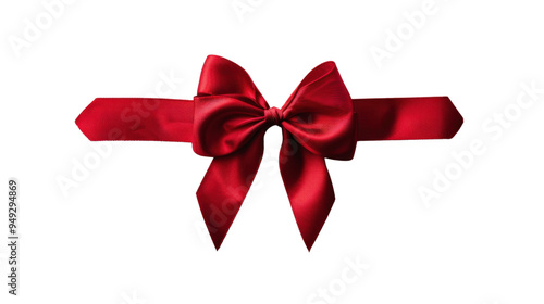 Red ribbon and bow isolated on white background