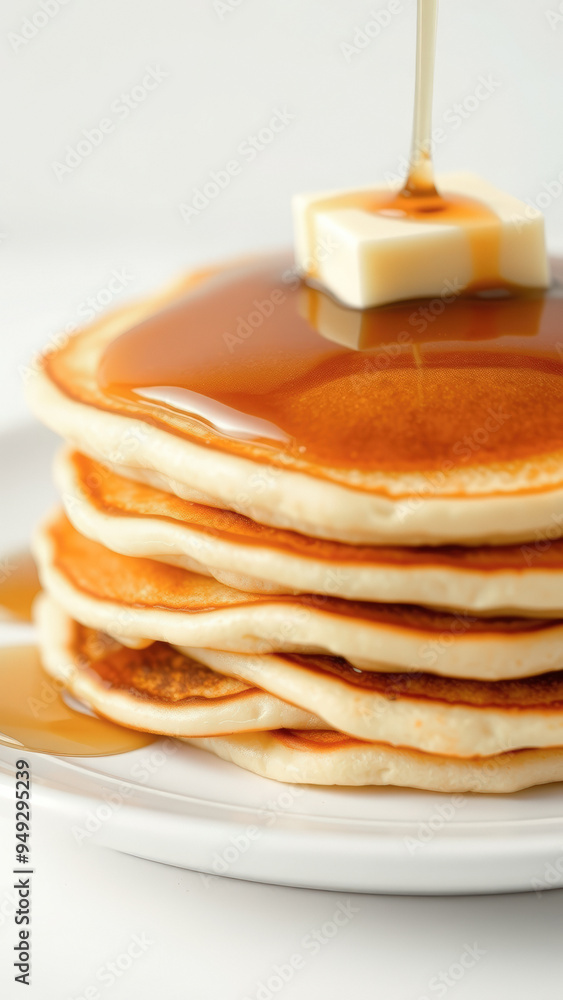 Close Up of Pancakes Drizzled with Syrup Close Up of Pancakes Drizzled with Syrup