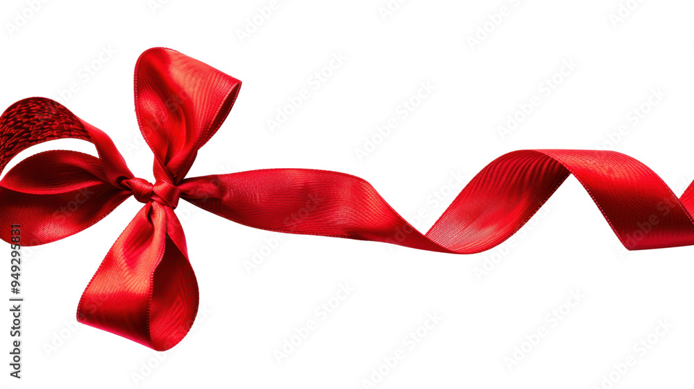 Red ribbon and bow isolated on white background Red ribbon and bow isolated on white background