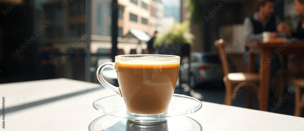 A cup of coffee in a cafe A cup of coffee in a cafe