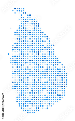 Sri Lanka Dot Map. Country Digital Style Shape. Sri Lanka vector image. Country shape blue circular dots. Elegant vector illustration.