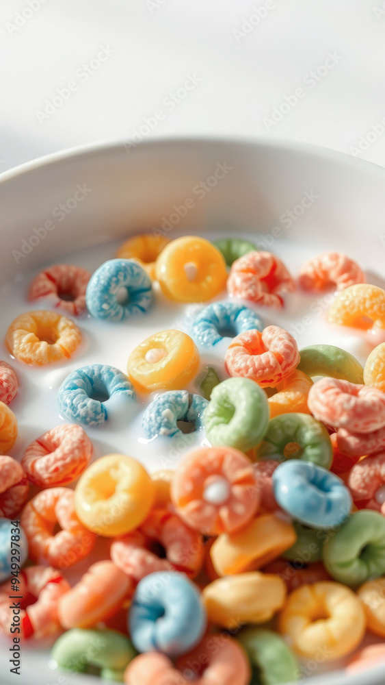 Colorful Cereal Rings in Milk Colorful Cereal Rings in Milk