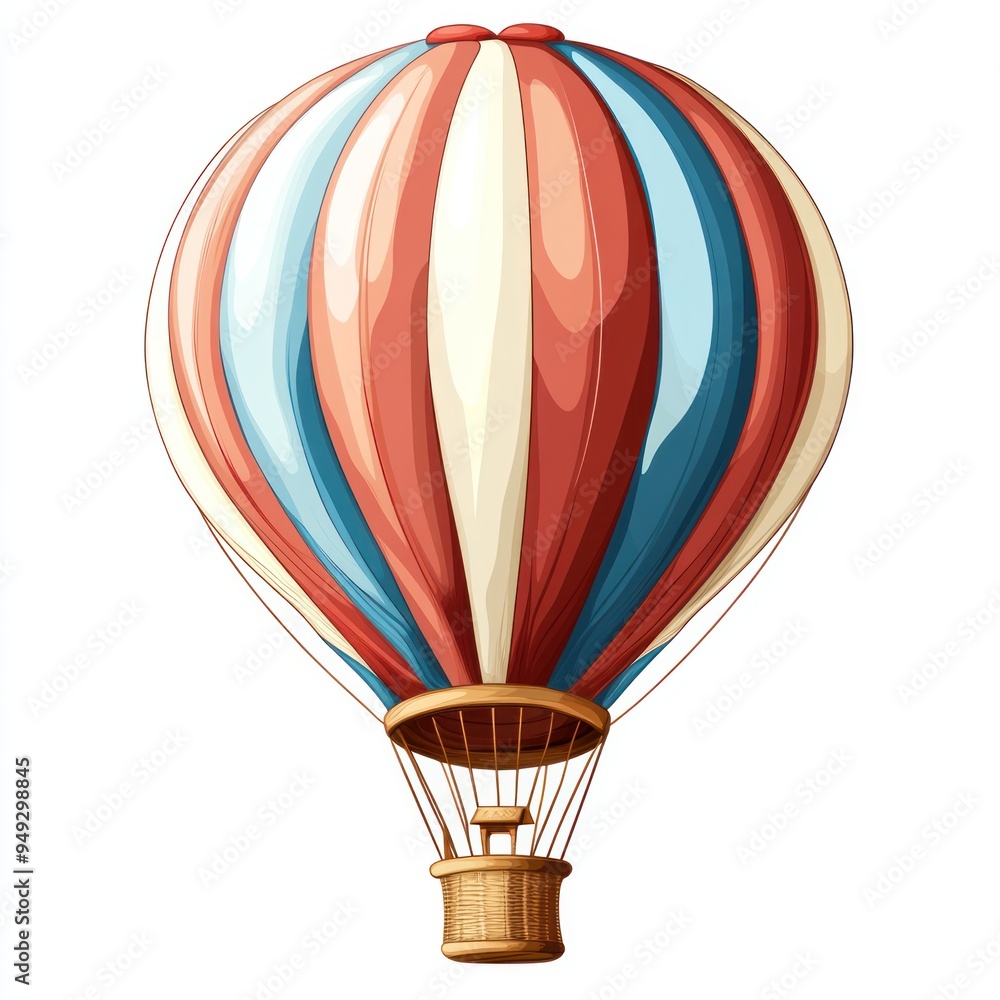 Fototapeta premium Striped Hot Air Balloon Illustration