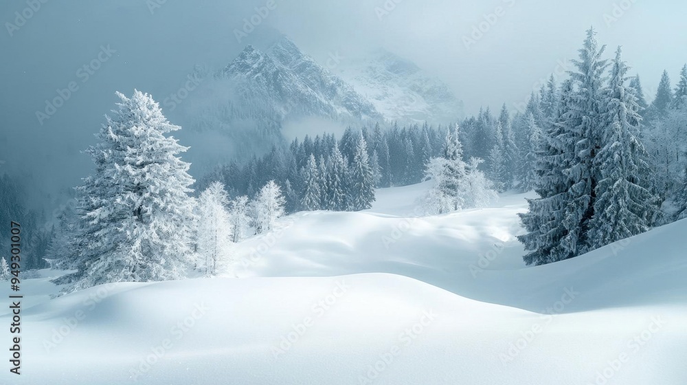 A serene winter landscape featuring snow-covered trees and gentle hills, evoking a sense of tranquility and natural beauty. A serene winter landscape featuring snow-covered trees and gentle hills, evoking a sense of tranquility and natural beauty.