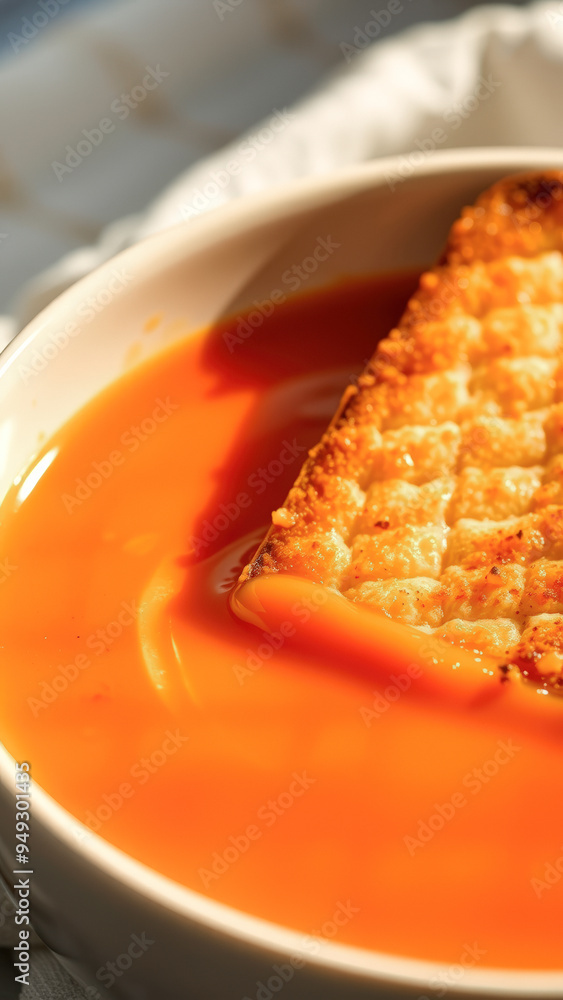 Close Up of Orange Soup with Bread Close Up of Orange Soup with Bread