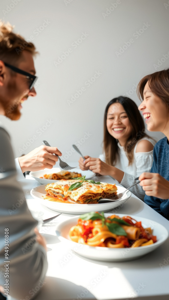 Friends Enjoying a Delicious Meal Together Friends Enjoying a Delicious Meal Together