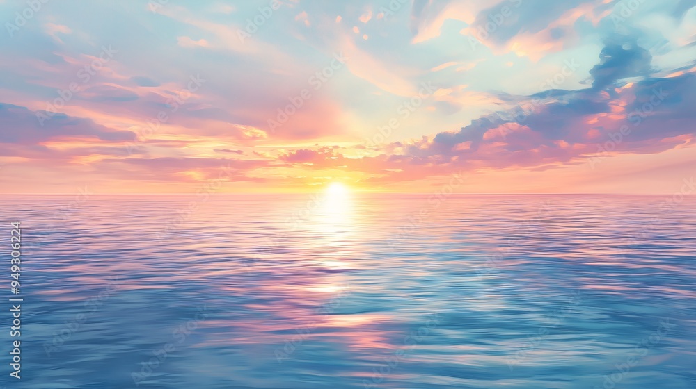 Pastel Sunset Over Calm Ocean Waves Pastel Sunset Over Calm Ocean Waves