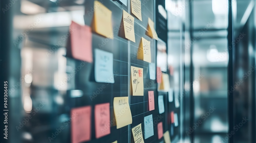 Detailed Action Plan on a Planning Board with Magnetic Notes