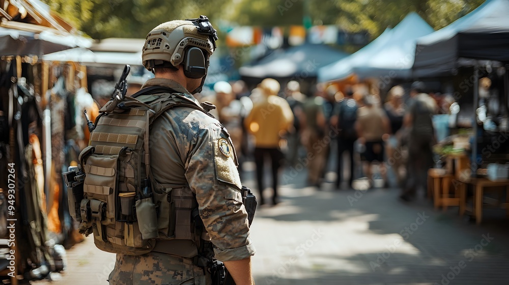 EOD Officer Conducting Safety Inspection at Public Event to Ensure Secured Area EOD Officer Conducting Safety Inspection at Public Event to Ensure Secured Area