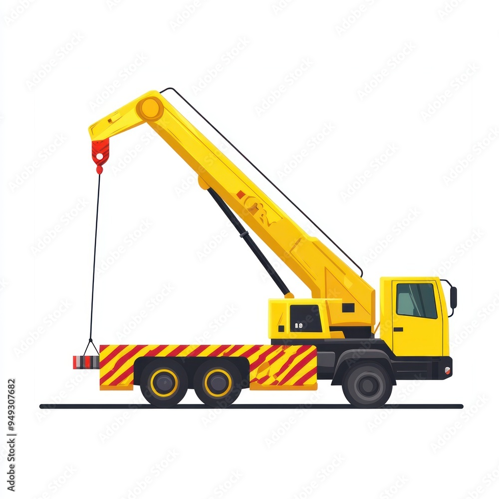 Fototapeta premium Yellow Crane Truck Illustration